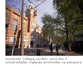 University College London, uma das 3 universidades inglesas envolvidas na pesquisa